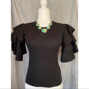 Black Ruffled Sleeve Shirt